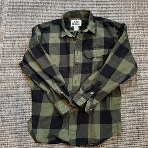 Men's Casual Green and Black Checkered Shirt
